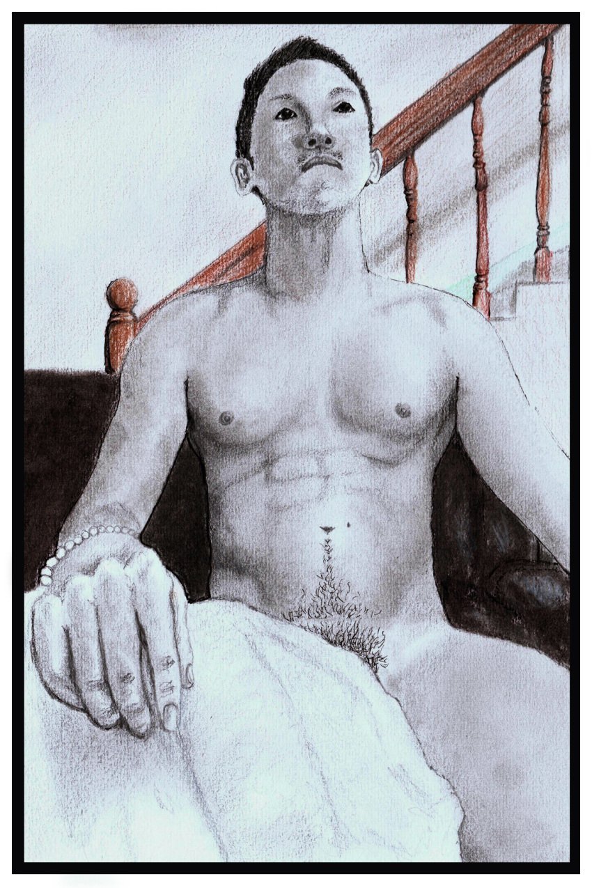 asian asian_male birthday_suit gay gay_male hand_drawn handdrawn handdrawn_art male male_only naked naked_male nightmare_fuel nude nude_male pencil pencil_(artwork) pencil_sketch self_upload sketches_by_adab towel_only uncanny_valley