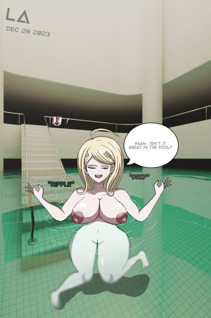 akamatsu_kaede big_breasts danganronpa danganronpa_(series) danganronpa_v3 female_only kaede_akamatsu liminal_spaces pink_nipples relaxing skinny_dipping