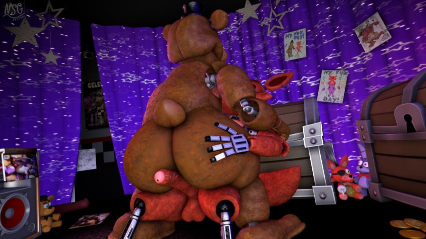 2boys 3d 3d_(artwork) 4_fingers absurd_res animatronic anthro ass balls bear between_butt big_butt book brown_body butt_grab canid canine chest_(container) clothing coin curtains digital_media_(artwork) dildo drawing duo erection fingers five_nights_at_freddy's fox foxy_(fnaf) freddy_(fnaf) furniture gay genitals gold_(metal) gold_coin hand_on_butt hat headgear headwear hi_res huge_butt humanoid_genitalia humanoid_penis imminent_sex inside long_penis machine magazine male male/male mammal nsg_editor nude on_lap penis plushie porn_magazine pornography poster_(object) purple_curtains rear_view red_body robot scottgames security security_camera sex_toy sitting sitting_on_ground sitting_on_lap source_filmmaker_(artwork) speaker tail thick_thighs top_hat vein veiny_penis wide_hips widescreen