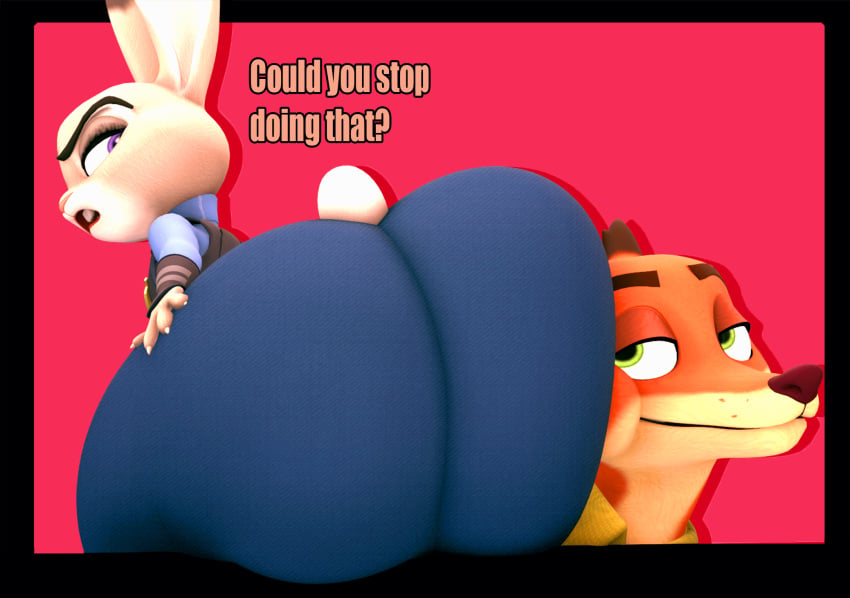 ass big_butt cindablimp dialogue female female_focus huge_butt judy_hopps male nick_wilde text zootopia