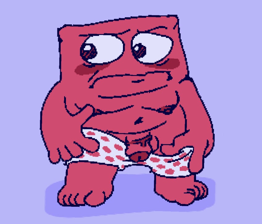 anger anger_(inside_out) blush disney enterman inside_out inside_out_2 looking_away male male_only non-human penis pixar red_body red_penis red_skin self_upload toony underwear undressing