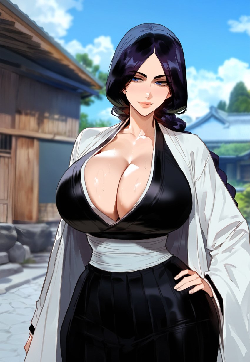 1girls ai_generated artstyle_imitation black_hair bleach blue_eyes boobs braid braided_hair braids breast breasts cleavage curvaceous curvaceous_body curves curvy curvy_body curvy_female curvy_figure curvy_milf exposed_breast exposed_breasts female floox hand_on_hip hi_res high_resolution hips hourglass_figure huge_breasts inner_sideboob large_breasts light-skinned_female light_skin long_hair massive_breasts milf naughty_face seductive seductive_eyes seductive_gaze seductive_look seductive_mouth seductive_pose seductive_smile sideboob stable_diffusion thiccwithaq_(ai_style) thick_thighs thighs unohana_retsu voluptuous voluptuous_female wide_hips