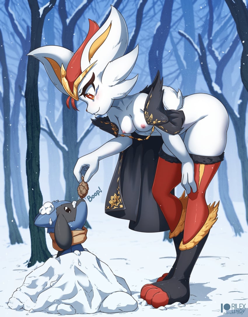 anthro cinderace cloak furry kemono pokémon_(species) pokemon pokemon_(species) rilex_lenov riolu tagme white_fur