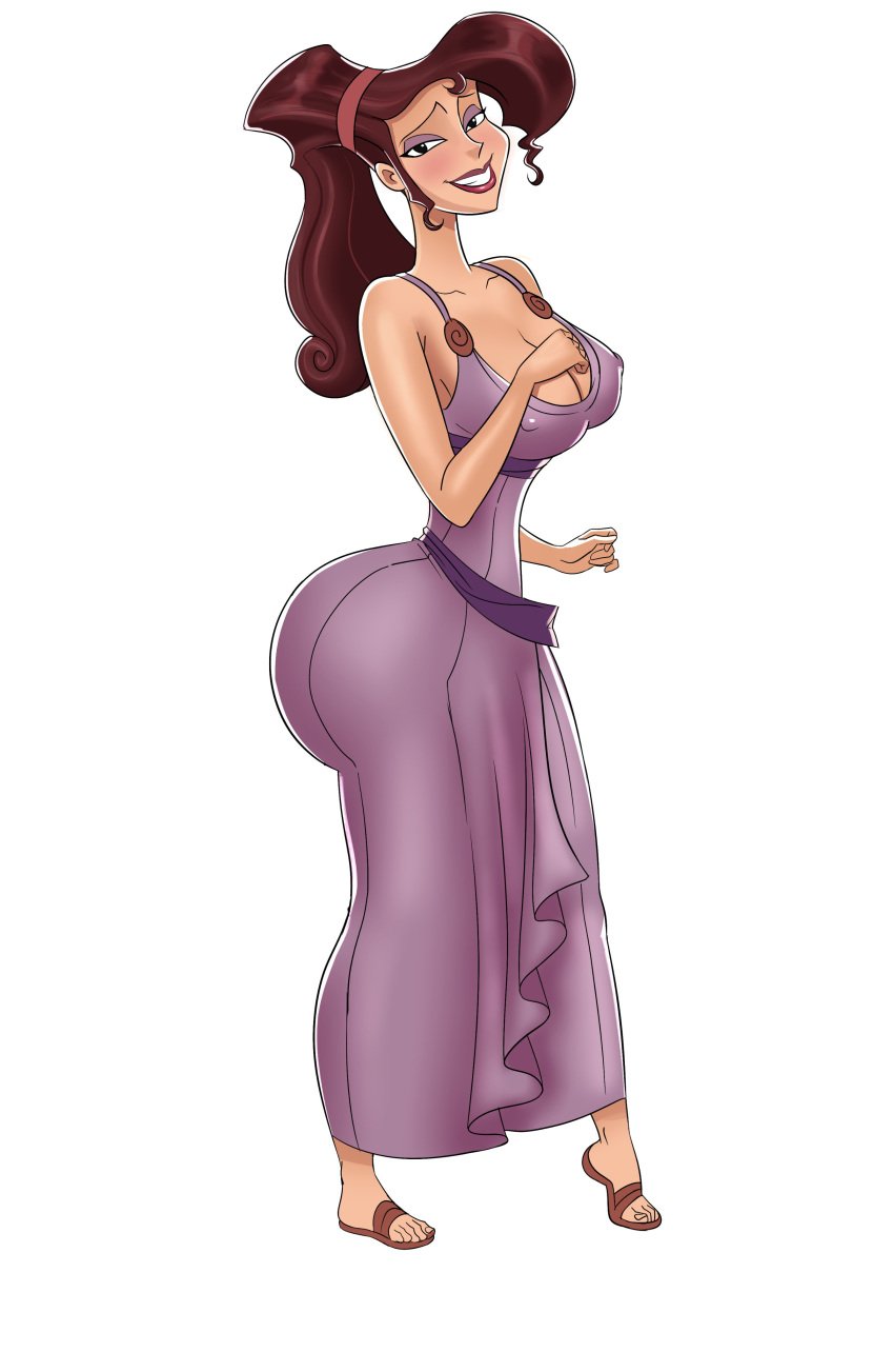 1girls ass benjicomix big_ass big_breasts bimbo breasts brown_hair bubble_ass bubble_butt cleavage clothing disney dress fat_ass female female_only footwear full_body greek_mythology hair half-closed_eyes hercules_(disney) huge_ass lips megara nipple_bulge ponytail purple_dress sandals smile solo solo_female