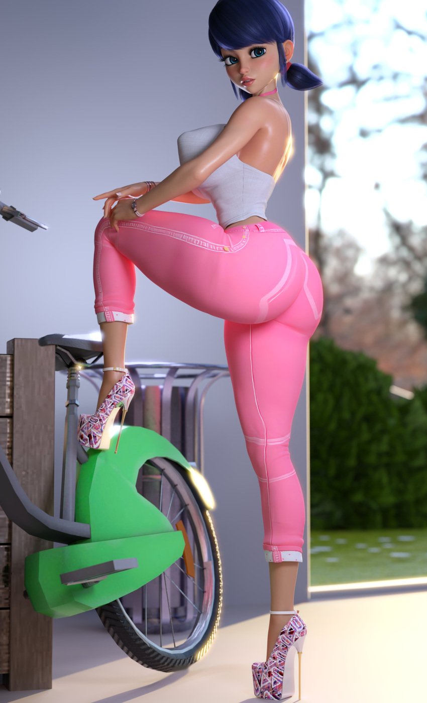 1girls 3d 3d_(artwork) anklet ass ass_bigger_than_head big_breasts bimbo_body blue_eyes blue_hair blush bracelet bracelets casual choker clothed clothed_female crop_top curvaceous_teen female female_only high_heels huge_ass huge_breasts large_ass large_breasts marinette_dupain-cheng miraculous:_tales_of_ladybug_and_cat_noir miraculous_ladybug nipple_bulge outdoors pigtails pink_jeans pink_pants platform_heels pose posing pouty_lips rear_view ruidx showing_off_ass slutty_outfit slutty_teenager solo stiletto_heels teenage_girl teenager thick_ass thick_thighs very_high_heels voluptuous voluptuous_female voluptuous_teen white_shirt