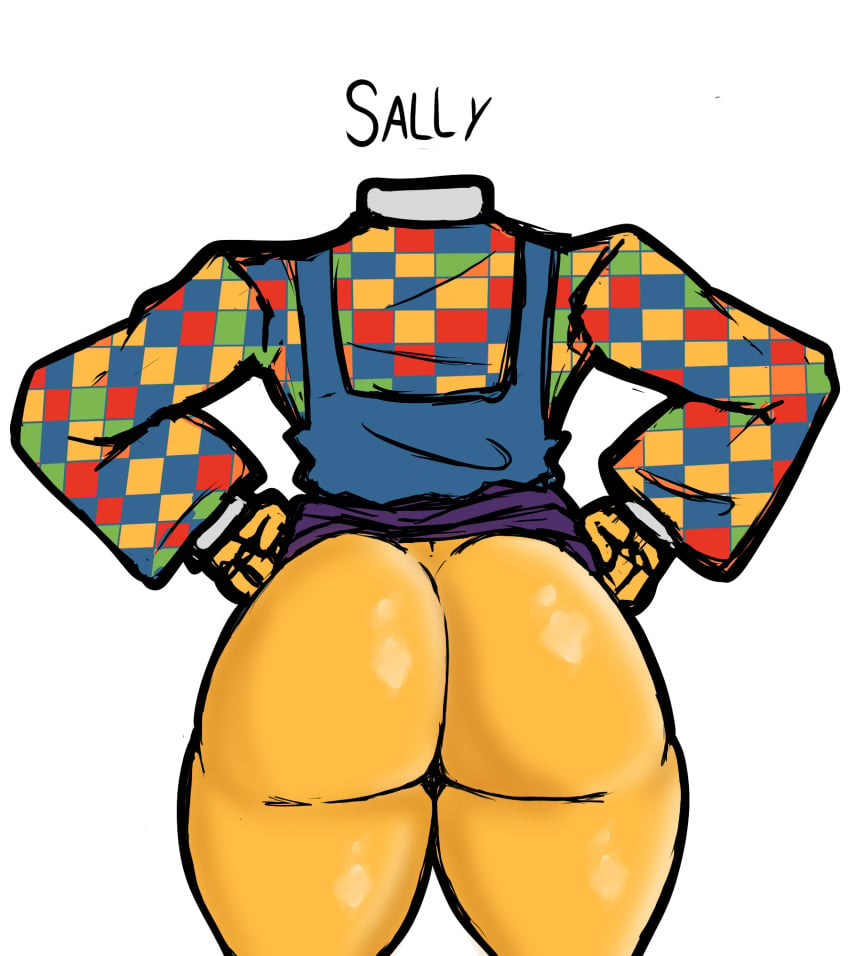 1girls ass_out big_ass big_butt big_thighs checkered_shirt fat_ass fat_butt fat_thighs female fists_clenched girl girl_ass girl_only hands_on_hips overalls overalls_skirt puppet round_ass round_butt sally_starlet sally_starlet_(welcome_home) skirt_lift skirt_up solo sweater welcome_home welcome_home_(puppet_show) xkiwi_snakex yellow_ass yellow_skin