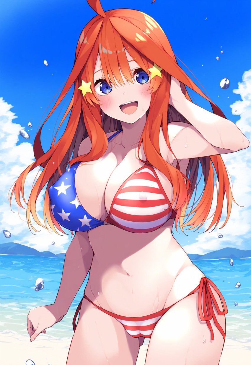 ai_generated ai_hands american_flag_bikini go-toubun_no_hanayome lady_ai nakano_itsuki