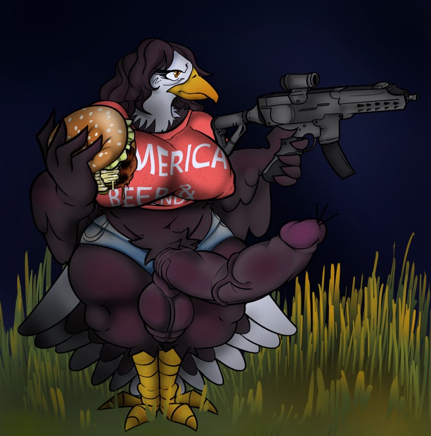 4th_of_july absurd_res accipitrid accipitriform anthro avian balls big_balls big_breasts big_penis bird breasts clothed clothing digital_media_(artwork) eagle female genitals gupartz_(artist) hair hi_res holidays intersex nude penis simple_background solo tail urethral wings