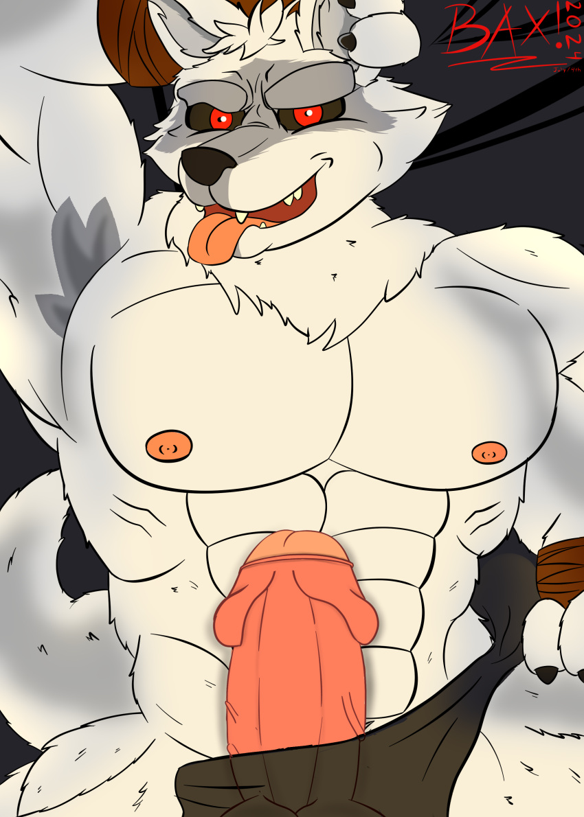 abs absurd_res anthro armpit_hair balls bandage baxter_wolfy body_hair canid canine canis cape claws clothing death_(puss_in_boots) dreamworks foreskin genitals hi_res male male_only mammal nipples pecs penis puss_in_boots_(dreamworks) puss_in_boots_(film) puss_in_boots_the_last_wish shrek_(series) solo solo_male tail tongue tongue_out wolf