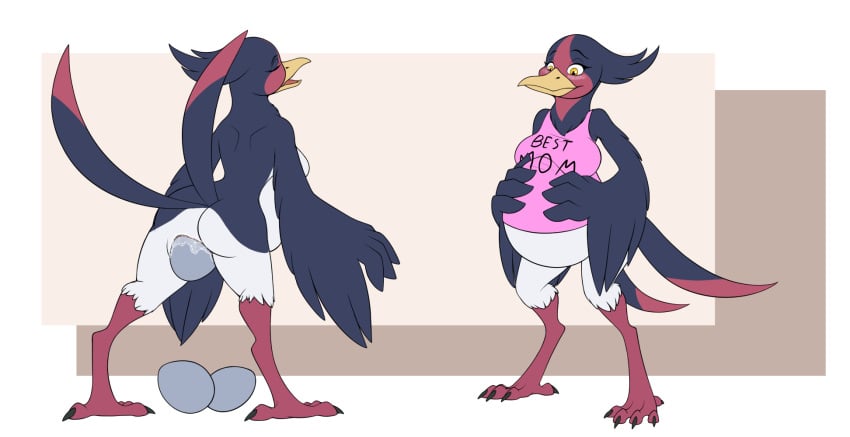 1girls anthro avian beak bird bodily_fluids bottomless bottomless_anthro bottomless_female breasts claws clothed clothing distended_pussy egg egg_laying eggnant female female_only genital_fluids genitals hand_wings hands_on_belly hi_res laying_multiple_eggs nintendo open_beak open_mouth pink_clothing pink_shirt pink_topwear pok&eacute;mon_(species) pokemon pokemon_(species) pregnant pregnant_anthro pregnant_female pussy raised_tail shirt solo swellow tail toe_claws tomek1000 topwear vaginal_fluids vaginal_penetration winged_arms wings