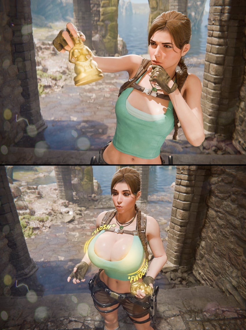 3d big_breasts breast_inflation breasts busty call_of_duty cleavage comic female female_focus female_only hourglass_figure lara_croft lara_croft_(cod) large_breasts rhywlad small_breasts tagme tomb_raider wide_hips