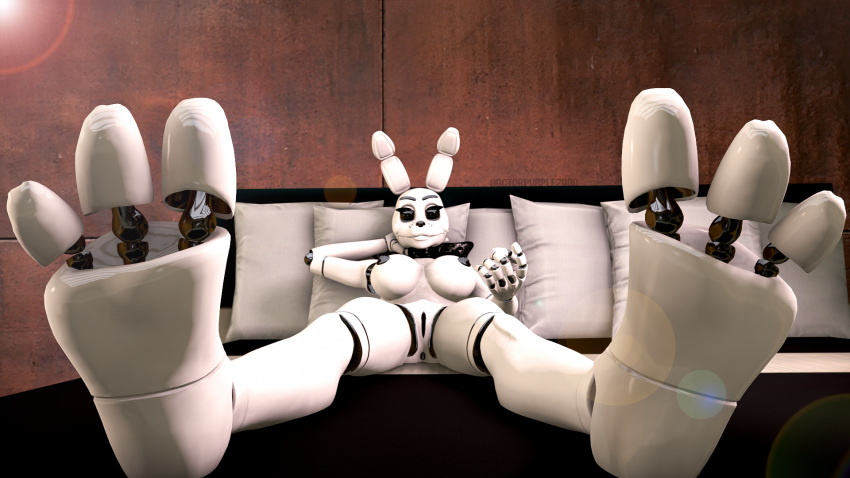 3_toes 3d animatronic anthro beckoning bed breasts doctorpurple2000 feet female five_nights_at_freddy's five_nights_at_freddy's_world foot_fetish foot_focus hair lagomorph looking_at_viewer lying machine mammal nipples nude on_bed pillow pussy rabbit robot rule_63 simple_background smile solo source_filmmaker toes video_games white_rabbit white_rabbit_(fnaf)