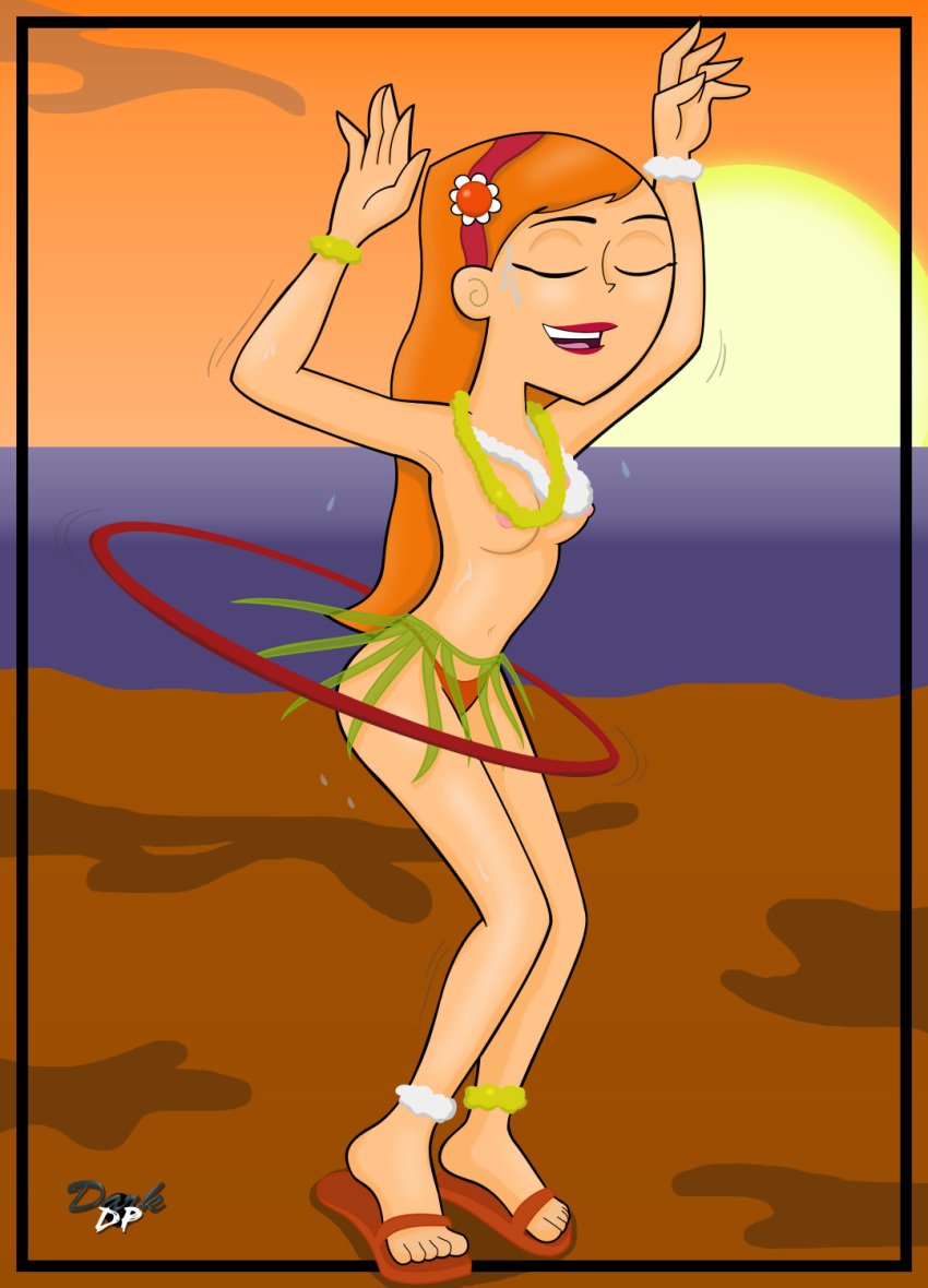 1girls 5:7 5_fingers 5_toes arms_above_head artist_signature beach closed_eyes dancing danny_phantom darkdp female female_only happy happy_female hula human jazz_fenton long_hair nipples open_mouth orange_hair paheal public_topless sandals seaside solo straight_hair sunset sweat topless uncensored_breasts