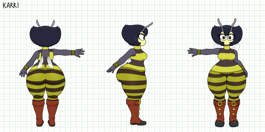 1girls 2017 4_fingers antennae anthro anthrofied armpits ass back_view bee bee_girl belly big_ass big_butt big_hips black_hair boots bracelet breasts bug_girl butt chubby chubby_female clothed clothes clothing cute female female_only front_view hair hips huge_ass huge_butt humanoid insect insect_girl insect_wings insects karri large_ass large_butt looking_at_viewer mouthless narrow_shoulders no_mouth original_character reference_image shoes side_view small_breasts solo solo_female standing thick thick_ass thick_thighs thighs vendant voluptuous wide_hips wings