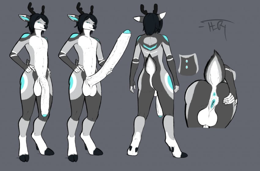 1boy anthro antlers ass backsack balls cervine cuntboy cuntboy_only deer digitigrade erection flaccid foreskin full-package_cuntboy herm hermaphrodite hooves horn humanoid_penis hyper hyper_balls hyper_penis intersex jean_(character) large_ass long_penis male maleherm mammal multi_genitalia negativetheory nude penis penis_to_the_knees pussy simple_background solo uncut