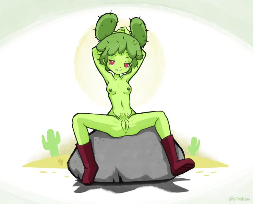 anus bitfap boots breasts cactus carmen_(tawog) carmen_(the_amazing_world_of_gumball) cartoon_network clothing female flora_fauna footwear green_hair hair humanoid personification pink_eyes plant pubes pussy rock the_amazing_world_of_gumball the_amazing_world_of_gumball_(human)