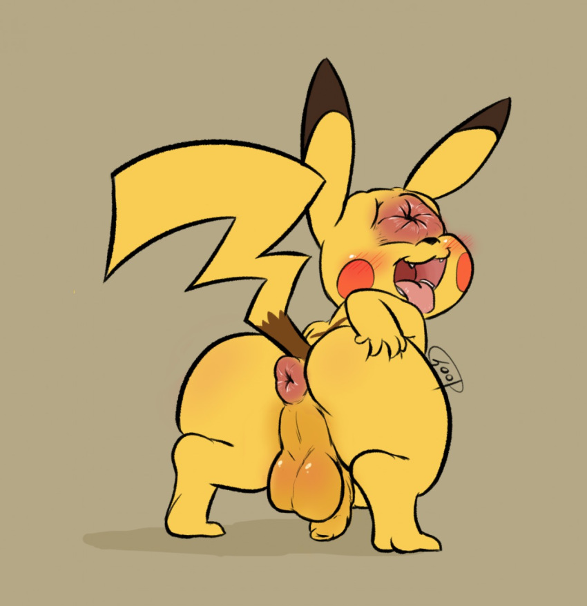 1boy anthro anthrofied anus ass blush chubby cybermananon foreskin fur furry furry_only hi_res male male_only mammal multi_anus nintendo original_character penis pikachu pokémon_(species) pokemon rodent shortstack simple_background sketch solo tail testicles text thick_thighs video_games watermark wide_hips