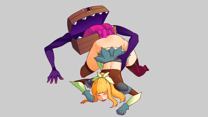 1girls 2d 2d_animation all_fours animated arched_back arm_guards arm_support ass ass_up bent_over big_ass blonde_hair blush bottomless bouncing_ass butt butt_up closed_eyes clothed clothing cunnilingus derpixon dungeons_and_dragons face_down_ass_up fandeltales female fey_(derpixon) gloves hair_up hairbow hand_on_waist huge_tongue kneeling large_tongue leaning_forward licking licking_ass licking_pussy long_hair long_tongue looking_pleasured mimic mimic_chest monster no_panties open_mouth orange_hair original original_character pony ponytail pussy_juice questionable_consent rape ribbon saliva saliva_string sharp_teeth shoulder_pads skirt skirt_around_belly skirt_lift skirt_up thick_thighs thighhighs thighs tied_hair tongue tongue_out top-down_bottom-up treasure_chest waist_grab white_skin