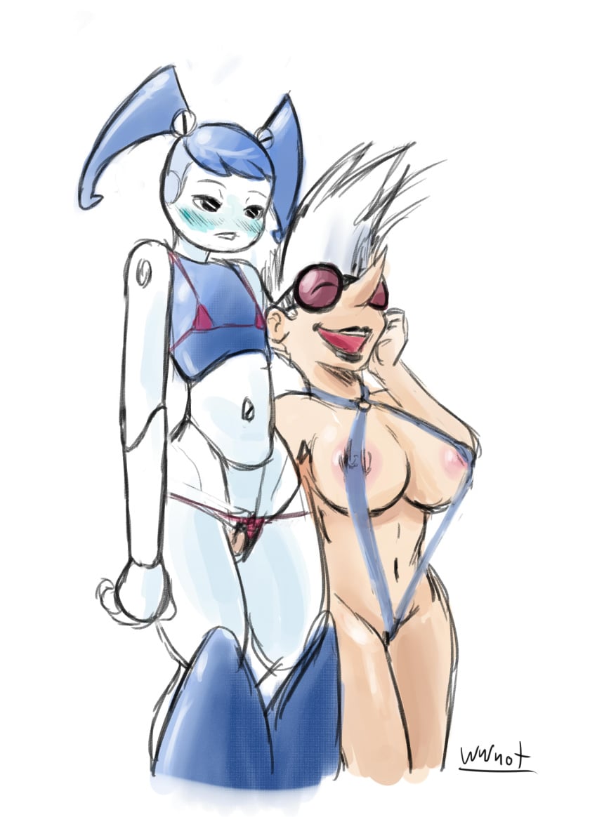 2girls female jenny_wakeman mother_and_daughter multiple_girls my_life_as_a_teenage_robot nora_wakeman smooth_skin welp xj-9