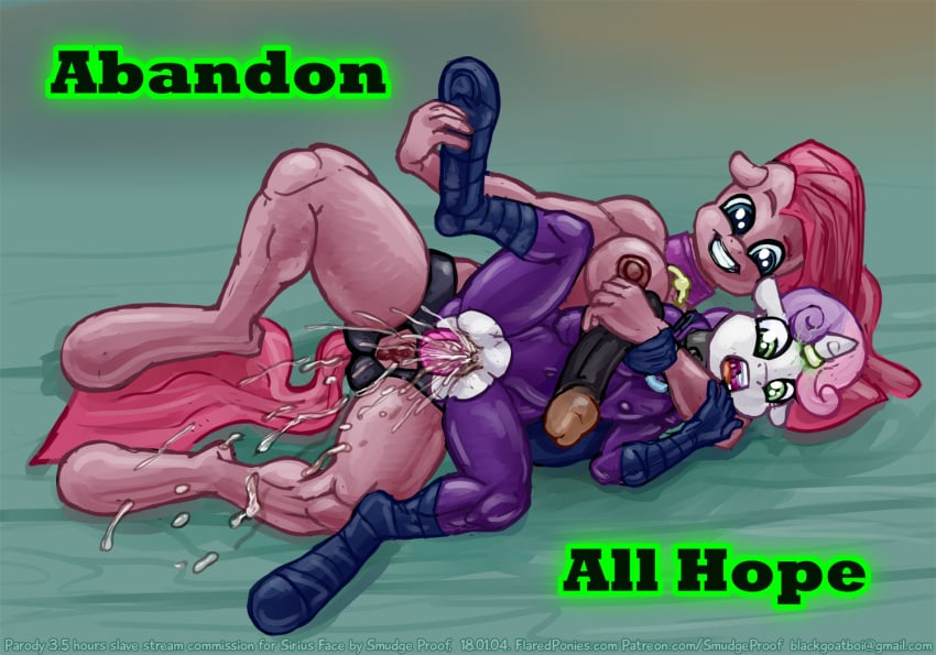 abandon_all_hope anthro anthrofied clitoris collar commission dated digitigrade dildo ejaculation female flat_chested forced friendship_is_magic horn_ring mare_do_well_(mlp) my_little_pony nipples orgasm patreon_url pinkamena_(mlp) pinkie_pie_(mlp) pussy pussy_ejaculation pussy_juice rape ring rubber sex_toy smudge_proof straight_hair strapon sweetie_belle_(mlp) sweetie_do_well url wet