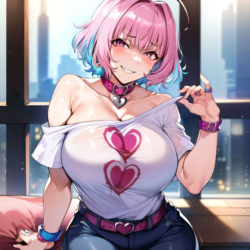 1girls ai_generated alternate_breast_size big_breasts bostin breasts busty curvaceous curvy curvy_body curvy_female curvy_figure female huge_breasts idolmaster large_breasts nipples sweat sweating sweaty sweaty_body sweaty_breasts thick_thighs thighs yumemi_riamu