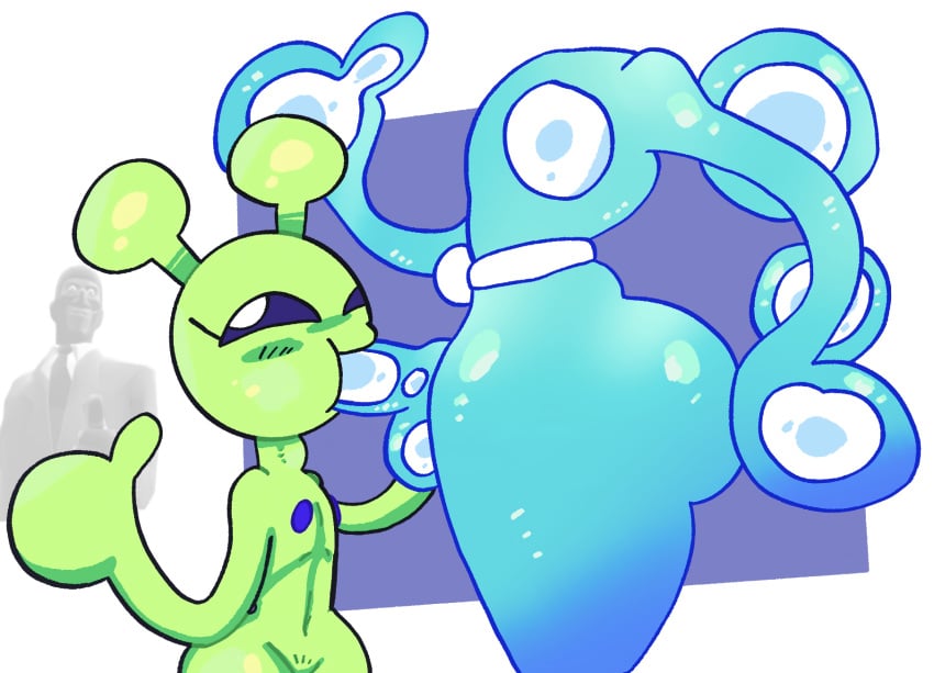 2girls alien alien_girl antennae balls boba_(mschaox6) female flat_chest flat_chested gooey hips lunabella_(mschaox6) mschaox6 naked naked_female oc original original_character original_characters penis side_ass slimey spy_(team_fortress_2) sucking sucking_penis