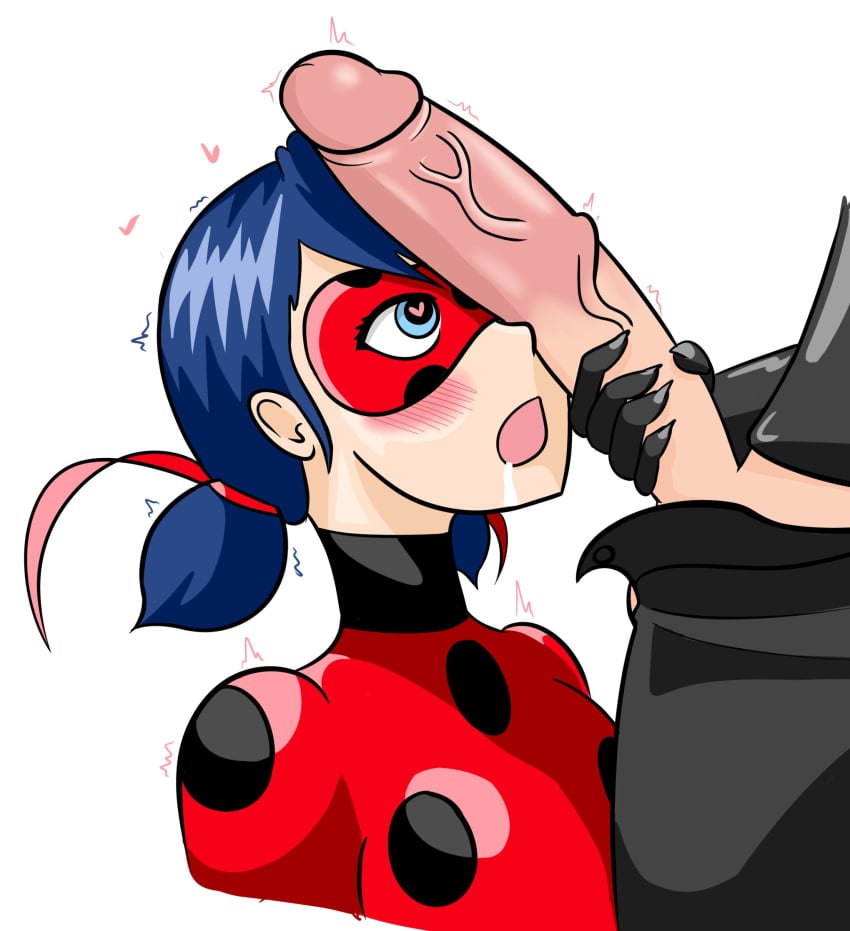 <3_eyes 1boy 1girls adrien_agreste big_penis blue_eyes blue_hair blush cat_noir clothed dladiator drooling female heart heart-shaped_pupils heart_eyes horny imminent_oral in_love_with_cock ladybug_(character) male marinette_cheng marinette_dupain-cheng mask masked masked_female miraculous_ladybug partial_male penis penis_awe penis_on_face short_hair superhero superheroine twintails uncensored