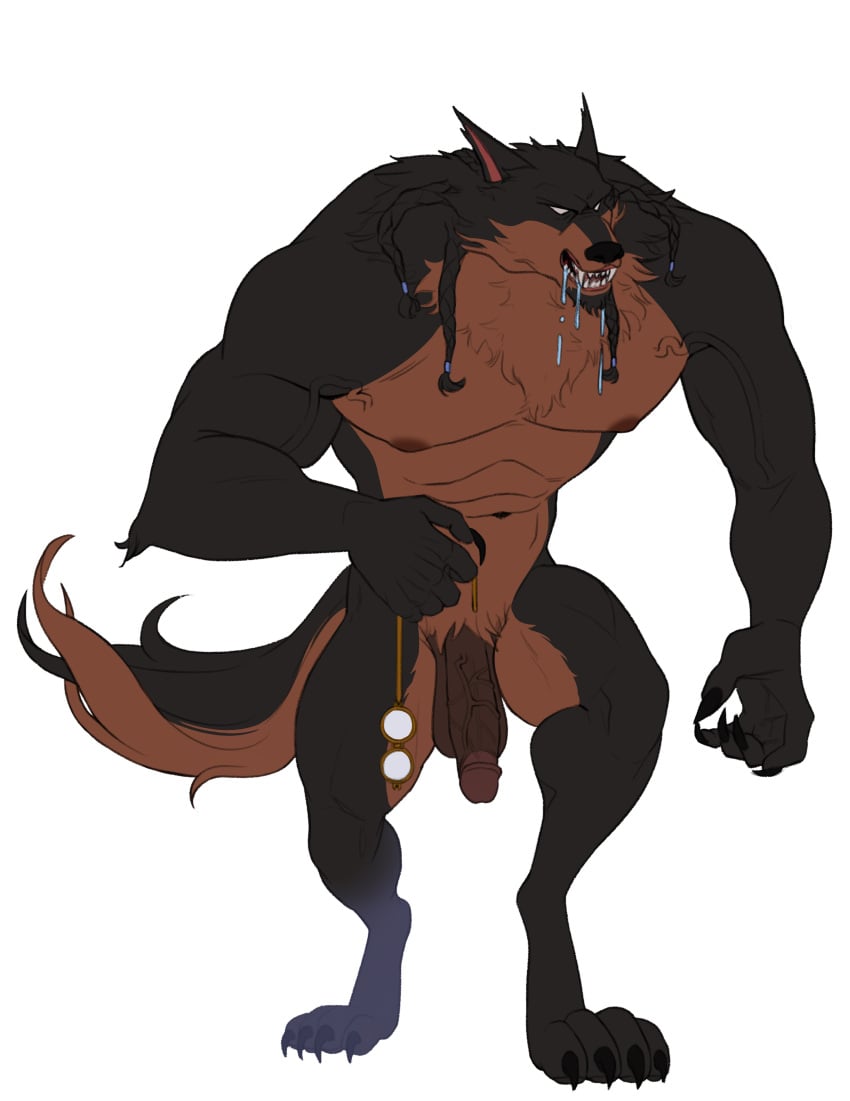 1boy 2021 anthro balls barazoku big_balls big_penis canid canine canis droppindraws fur furry hi_res highres humanoid_genitalia humanoid_penis male male_only mammal muscular_anthro muscular_male nipples penis werecanid werecanine werewolf wolf