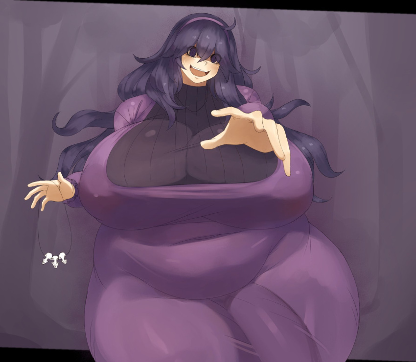 1futa 1girls bbw black_hair breasts chubby clothed clothing female fully_clothed futa_only futanari hex_maniac hi_res hips huge_breasts human light-skinned_female light-skinned_futanari light_skin long_hair looking_at_viewer massive_breasts nintendo overweight overweight_female overweight_futanari pale-skinned_female pale-skinned_futanari pale_skin penis pokemon pokemon_xy purple_eyes purple_hair simple_background solo stackydraws standing thick_thighs thighs venus_body voluptuous wide_hips