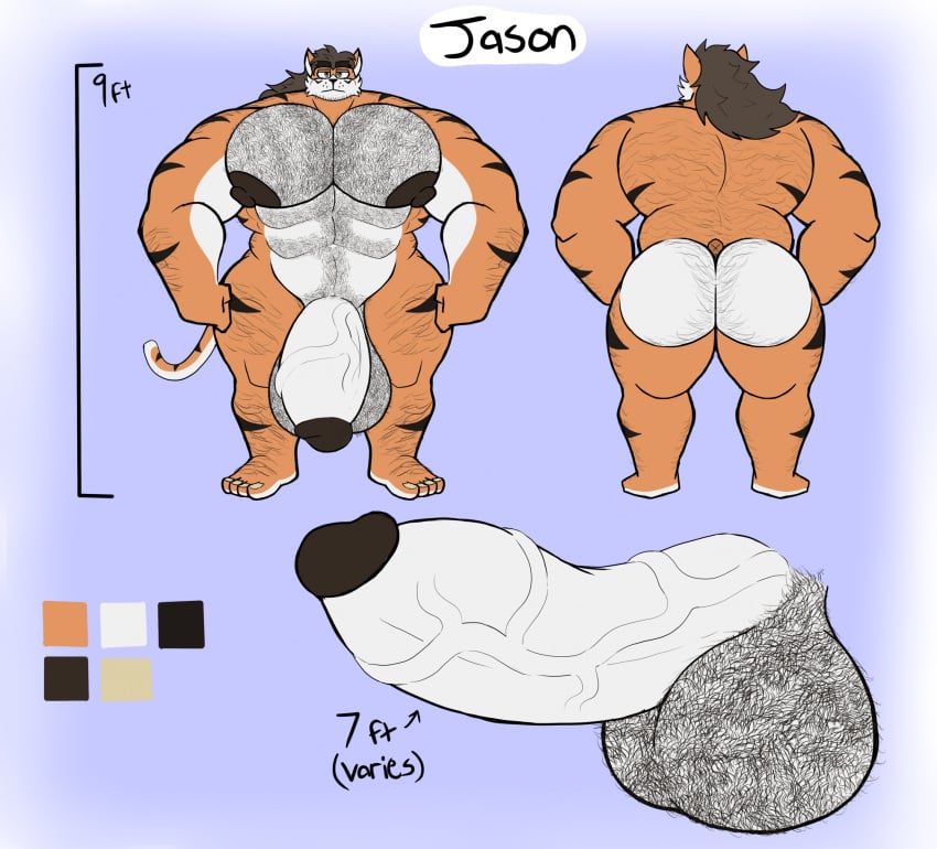 anthro hyper hyper_penis muscular muscular_male reference_image reference_sheet tiger tykehictow