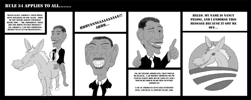 barack_obama comic donkey equine female feral horse interspecies male monochrome nightheron plain_background sex what zoophilia