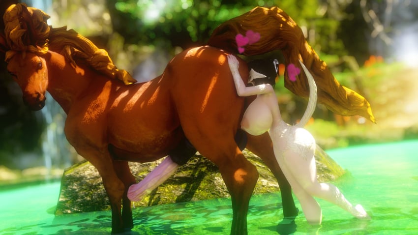 3d anilingus au_ra big_breasts feral final_fantasy final_fantasy_xiv hearts_around_head holding horns horse horse_penis horsecock huge_breasts human_on_feral male nude pinksloot precum precum_drip precum_string rimjob rimming rimming_horse tagme tail zoophilia