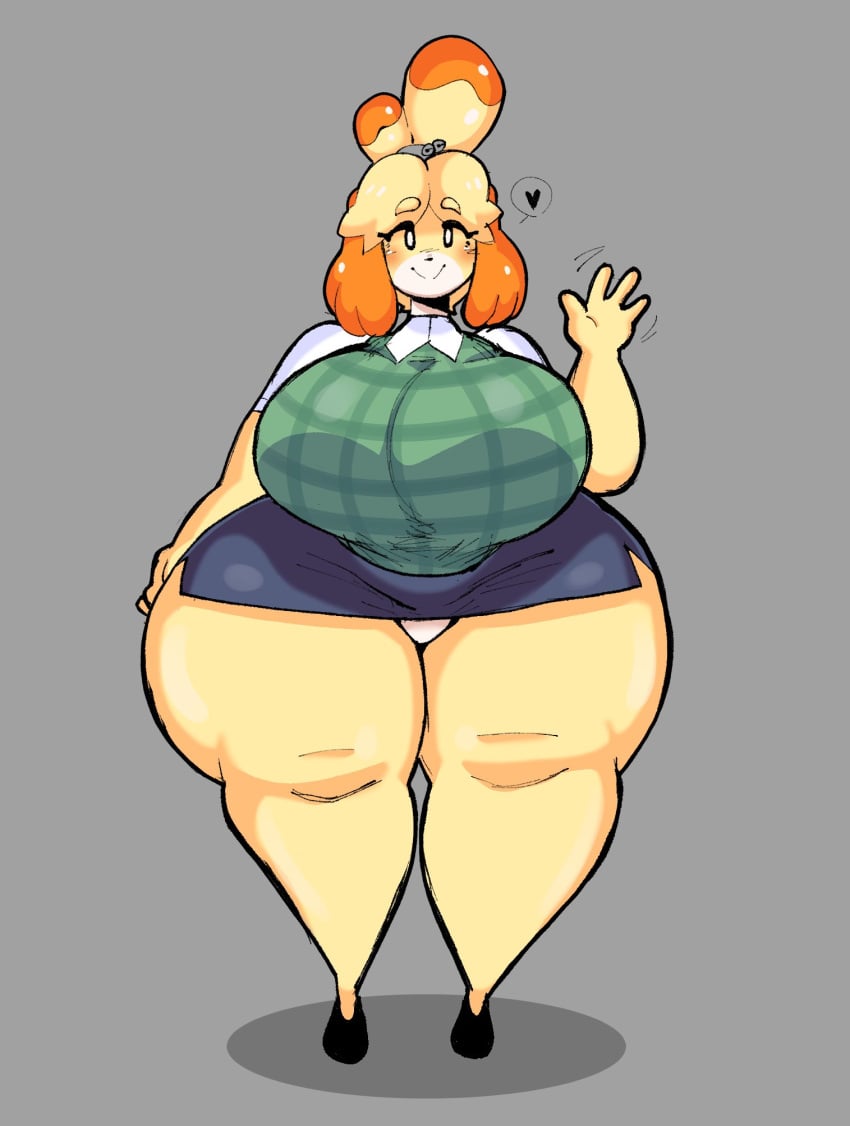 animal_crossing big_breasts breasts dork_boi female furry huge_breasts isabelle_(animal_crossing) lewd_dorky shih_tzu tagme thick_thighs wide_hips