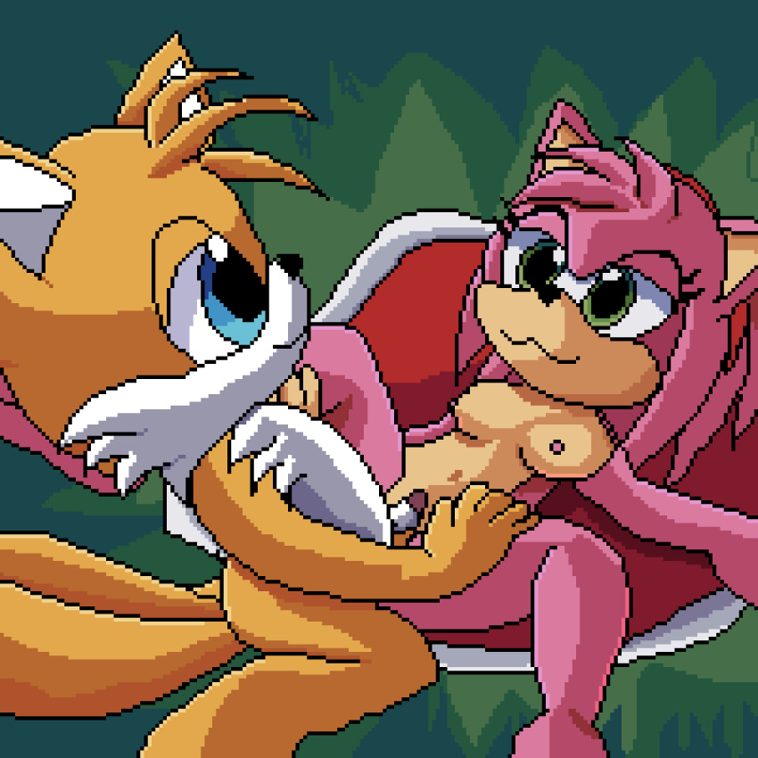 amy_rose animated anthro blue_eyes breasts canid canine duo eulipotyphlan female female_penetrated fox fur genitals green_eyes hair hedgehog hi_res lawealewd male male/female male_penetrating mammal miles_prower multi_tail navel nipples penetration penis pink_body pussy sega sex sonic_(series) sonic_the_hedgehog_(series) tail tails tails_the_fox vaginal_penetration