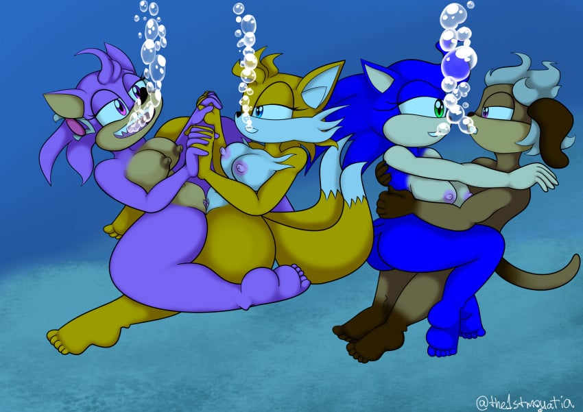 1boy 3girls ass breasts drowning female female/female furry genderbent huge_breasts male male/female miles_prower nipples nude original_character pussy rule_63 sega sex sonic_(series) sonic_the_hedgehog sonic_the_hedgehog_(series) sonique_the_hedgehog straight tagme tails tails_the_fox tailsko the1stmoyatia underwater underwater_sex yuri