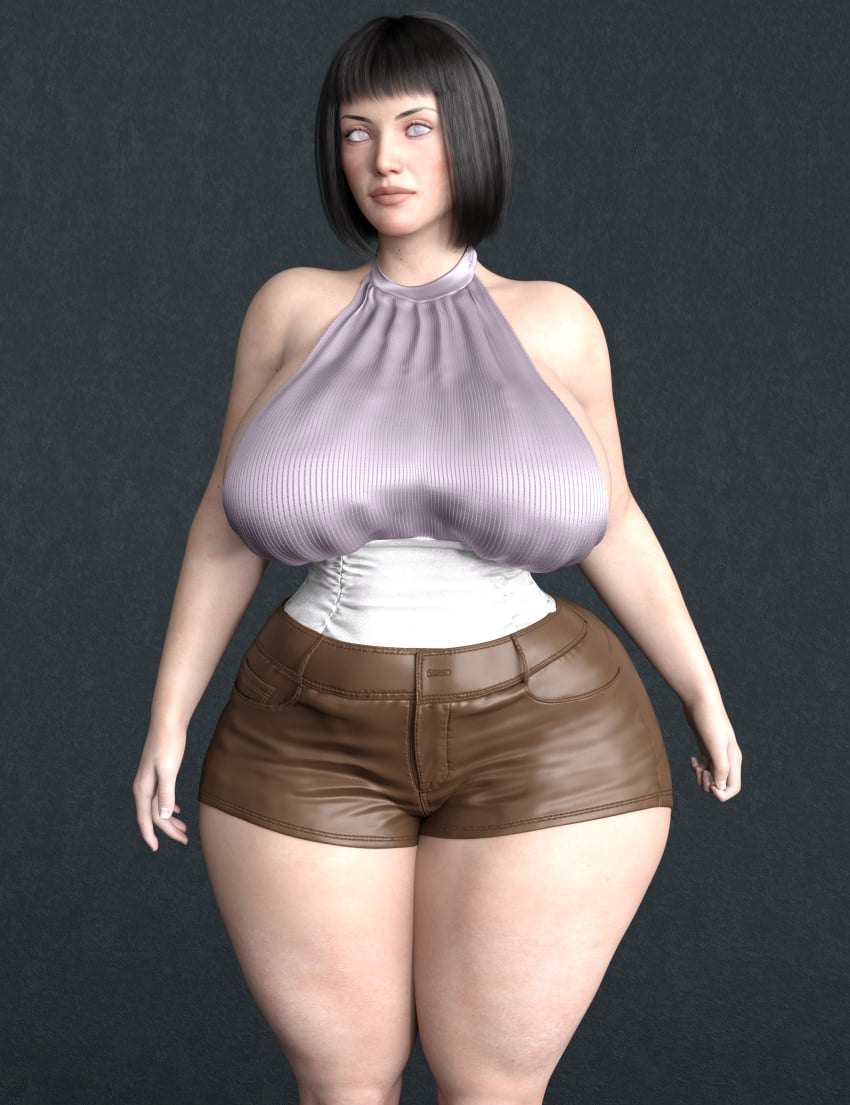 3d 3d_(artwork) asian asian_female big_ass big_breasts black_hair clothed hyuuga_hinata milf naruto naruto_(series) naruto_shippuden onlythicks purple_eyes short_hair thick_ass thick_butt thick_hips thick_legs thick_thighs white_skin