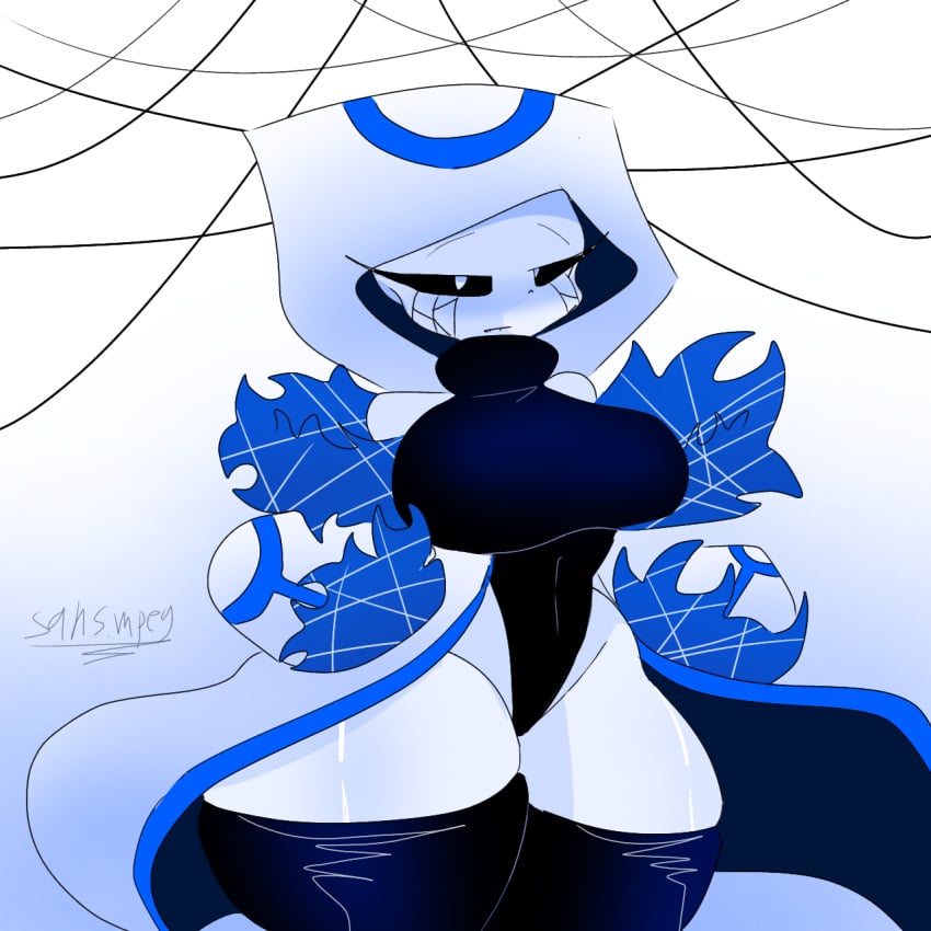 alphaslop alphatale big_breasts breasts chest child_bearing_hips error error_404 female_sans glitch hoodie monster_girl multiverse overpowered rule_63 sans sans.mpeg_(artist) sans_au simple_background skeleton strings suggestive tagme thick_thighs thighhighs undertale undertale_au white_skin