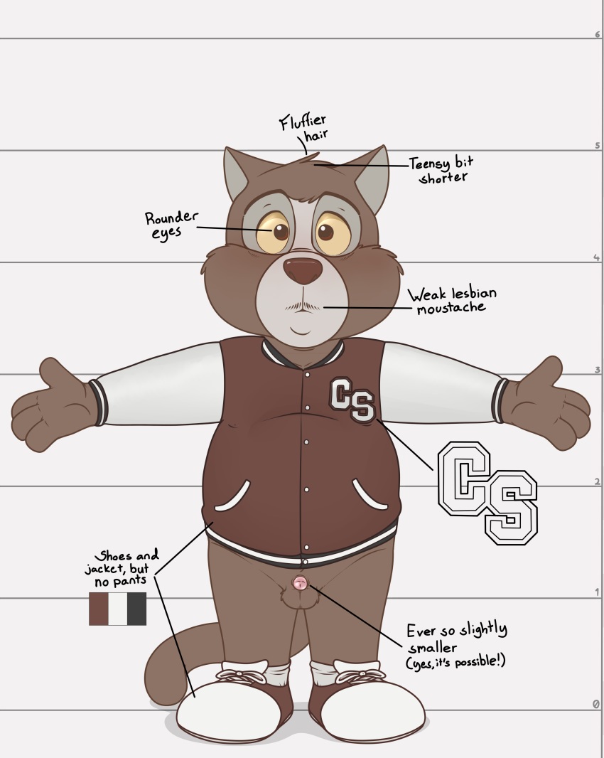 anthro bottomless clothed clothing douglas_benson facial_hair footwear furry furry_only letterman_jacket male_focus male_only moustache neenya no_humans penis shoes sirneenya small_penis sneakers