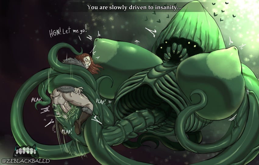 1boy 1girls alien alien_genitalia anthro areola big_areola big_breasts big_nipples breasts duo eldritch_abomination eldritch_being english_text fear_and_hunger female female_monster forced genitals hi_res huge_areola huge_breasts huge_nipples human human_penetrating larger_female light-skinned_male macro male male/female monster monster_female nightmare_fuel nightmare_waifu nipples overweight plump_labia pussy ragnvaldr ragnvaldr_(fear_and_hunger) rape reverse_rape size_difference smaller_male sylvian_(fear_and_hunger) tentacle text ze_blackball.d zeblackballd_(artist)