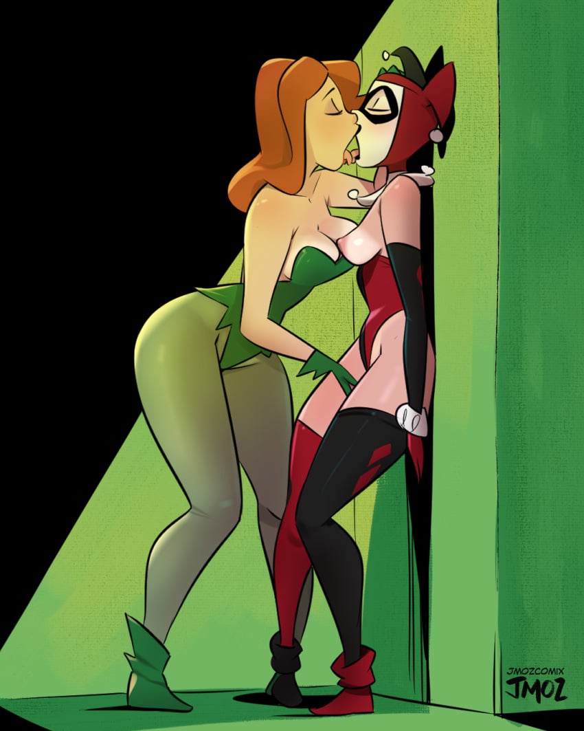 2girls big_ass big_breasts big_breasts big_breasts dc dc_comics fingering harley_quinn jester jester_hat jester_outfit jmoz jmoz_comix poison_ivy red_hair