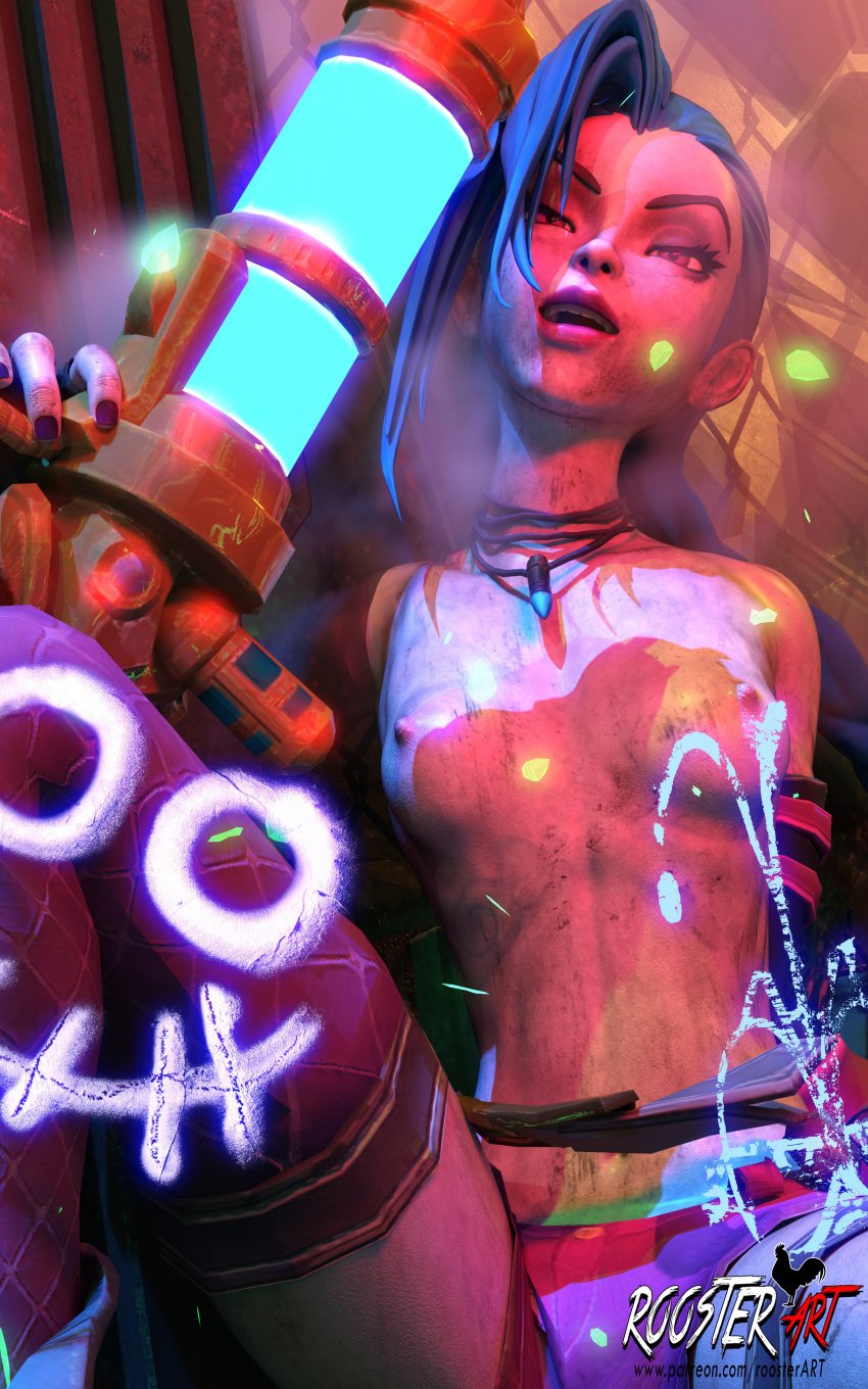 10:16 1girls 3d 4k arcane arcane_jinx bare_shoulders belly blue_hair breasts dirty dirty_face dirty_skin erect_nipples female jinx_(league_of_legends) league_of_legends looking_at_viewer necklace nipples no_bra no_top patreon patreon_username roosterart shoulders small_breasts solo solo_female video_game video_game_character