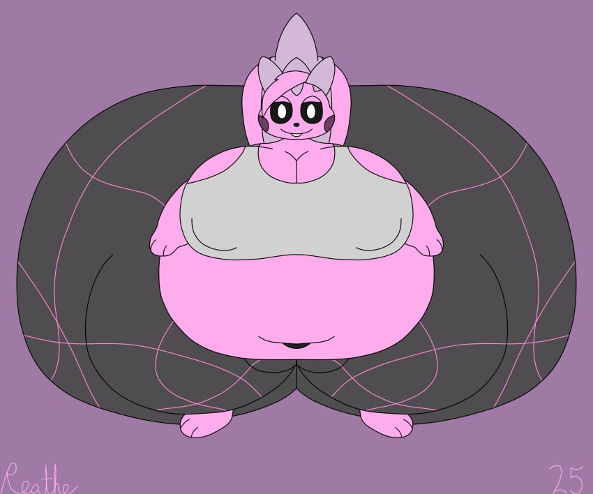 2025 6:5 absurd_res anthro ass belly big_belly big_breasts big_butt big_nipples big_pussy big_tail black_bottomwear black_clothing black_nose black_pants black_sclera black_yoga_pants bottomwear breasts buckteeth camel_toe clothing colored deep_navel digital_media_(artwork) female flat_colors front_view generation_4_pokemon genitals grey_ears grey_tail hair hi_res huge_belly huge_breasts huge_butt huge_nipples huge_thighs hyper hyper_belly hyper_breasts hyper_butt hyper_genitalia hyper_nipples hyper_pussy hyper_thighs looking_at_viewer mammal morbidly_obese morbidly_obese_anthro morbidly_obese_female navel nintendo nipple_outline nipples obese obese_anthro obese_female overweight overweight_anthro overweight_female pachirisu pants pink_background pink_body pink_hair pink_tail pokemon pokemon_(species) purple_cheeks pussy reathe rodent sciurid signature simple_background smile smiling_at_viewer solo susie_(reathe) tail teeth thick_thighs tight_clothing tree_squirrel two_tone_tail white_eyes yoga_pants