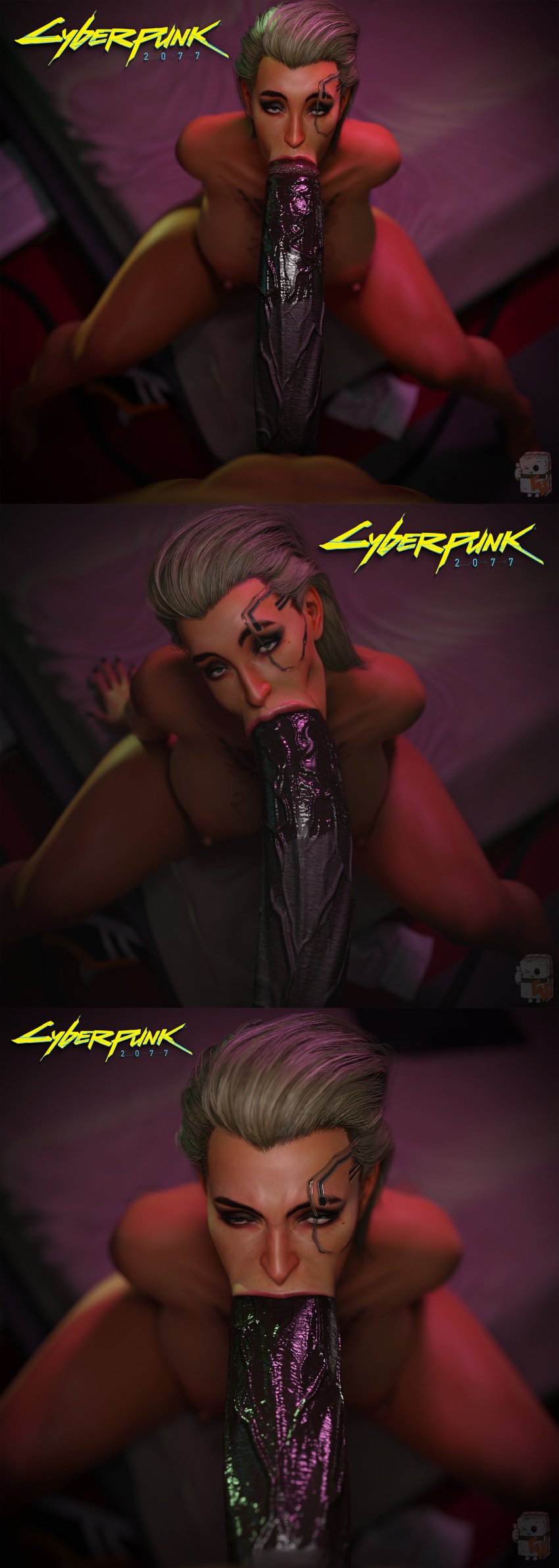 1boy 1boy1girl 1girls 3d 3d_(artwork) alternate_body_type alternate_breast_size big_breasts big_penis blonde_female blonde_hair blonde_hair_female blowjob cd_projekt_red cyberpunk_2077 dark-skinned_male dark_skin deepthroat fellatio female gashousesushii huge_cock interracial legs_apart light-skinned_female light_skin long_penis looking_at_viewer male male/female meredith_stout oral pale-skinned_female pale_skin saliva_on_penis sloppy tagme too_big veiny_penis wet_skin