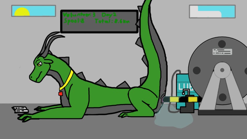 16:9 2d_animation animated barrel belly book bunker day dragon female feral fucking_machine green_body green_scales grey_belly horn inside lanyard lube lying machine malta_daat measuring mythological_creature mythological_scalie mythology reading reading_book scales scalie short_playtime side_view simple_background solo spikes widescreen yellow_eyes