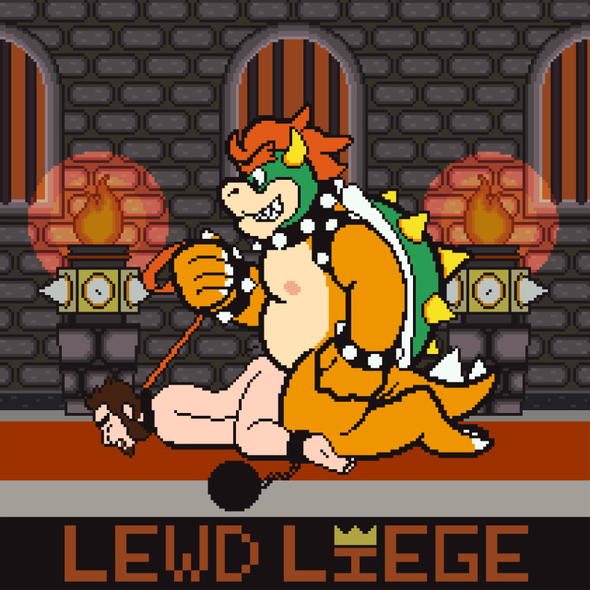 2boys 3_toes 5_fingers ahe_gao all_fours anal animated anthro ass_up bara beard belly big_dom_small_sub bowser brown_hair castle claws collar erection facial_hair from_behind_position full_body hair horn human human_on_anthro indoors inside interspecies kneeling koopa leash lewdliege looking_pleasured lying male male_only mammal mario_(series) moan multiple_boys nintendo nipples penis red_hair scales scalie sex shell side_view size_difference slightly_chubby spiked_armlet spiked_collar spikes super_mario_bros. teeth toes top-down_bottom-up video_games yaoi yellow_scales