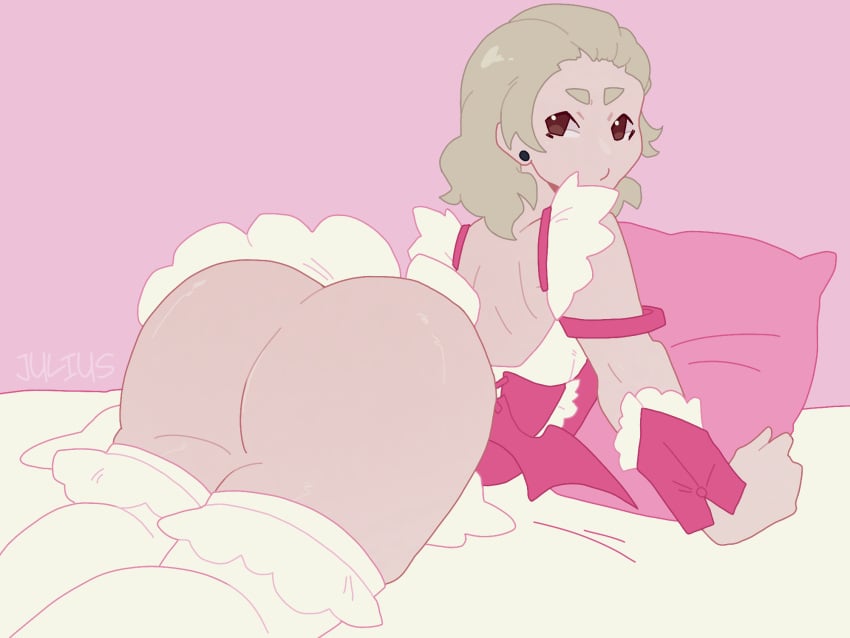 _0_strawberrymilk_0_(artist) arched_back ass ass_bigger_than_head ass_focus blonde_hair blonde_hair_male cuntboy cuntboy_only cute cute_face femboy from_behind from_behind_position holding holding_pillow looking_at_viewer looking_back maid maid_dress maid_outfit maid_uniform mlm no_panties original original_character pale_skin pink pout pouting pouty_lips self_upload showing_ass succubus succubus_wings thigh_highs thighs thighs_together twink