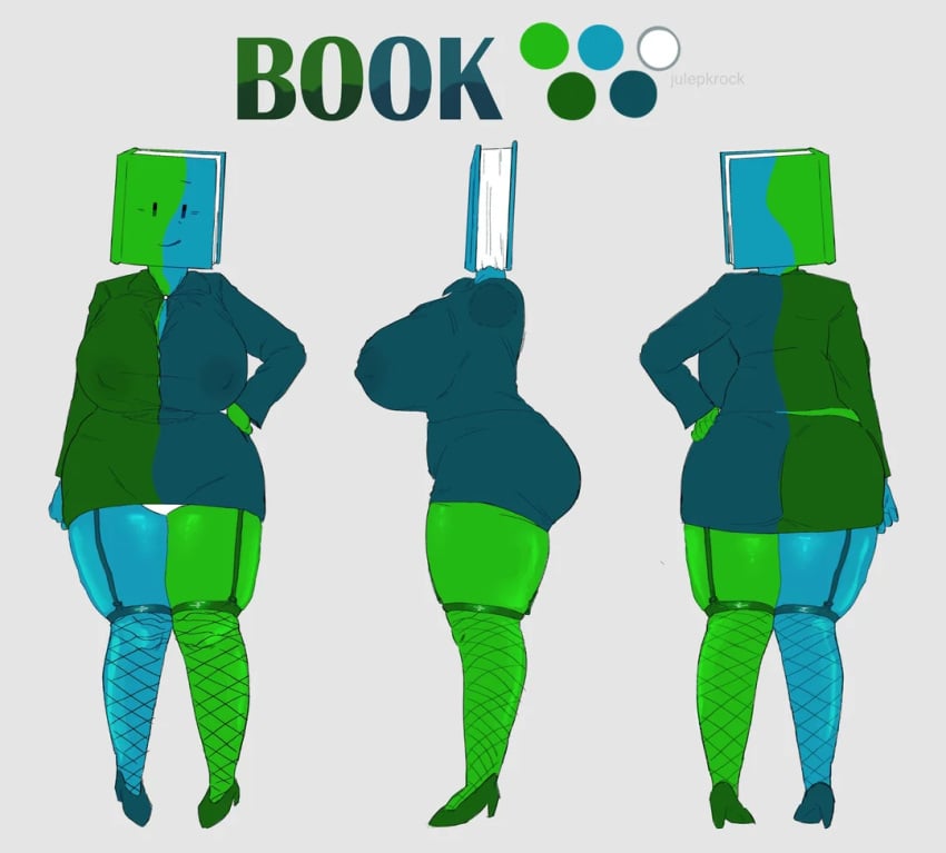 1girls ass battle_for_bfdi battle_for_dream_island bfb bfdi bfdia big_breasts blue_body blue_skin book book_(bfdi) breasts butt female green_body green_skin hand_on_hip heels i_want_her_to_sit_on_my_face_while_i_eat_her_out idfb jacknjellify julepkrock milf object_show object_show_community object_shows osc reference_sheet solo solo_female solo_focus the_power_of_two thick_thighs tpot