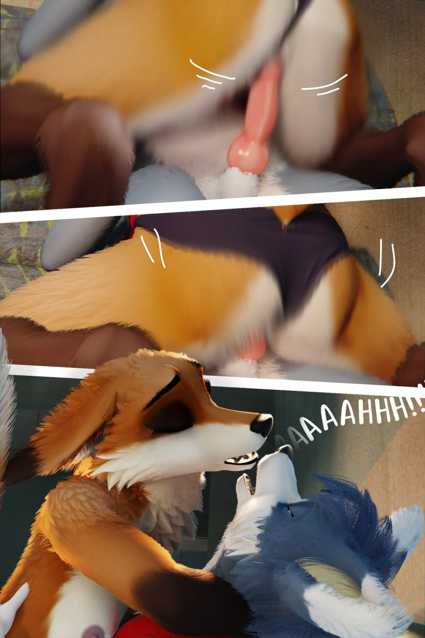 3d anthro breasts canid canine comic digital_media_(artwork) duo female fox genitals hi_res knot knotted_penis male male/female mammal mysteryboy18 penetration penile penile_penetration penis penis_in_pussy sex substance_intoxication vaginal_penetration