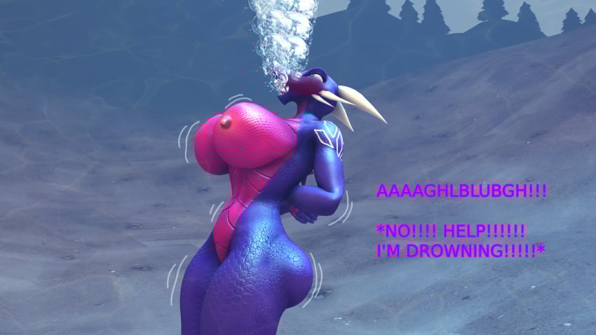1girls 3d 3d_(artwork) activision anthro arms_behind_back arms_bound_behind_back asphyxiation ass big_breasts bound bound_wrists breasts completely_nude cynder dialogue dragon drowning female female_only horns huge_breasts kami_dragon navel nipples nude nude_female peril random1985 scalie solo solo_female spyro_the_dragon text the_legend_of_spyro thick_thighs underwater wide_hips