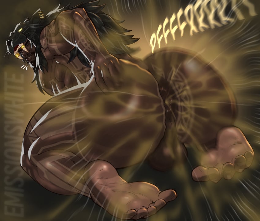 1boy 2d 2d_(artwork) anus anus_focus anus_peek artist_name ass ass_focus backsack balls big_ass big_balls big_butt big_feet black_hair black_panther_(marvel) black_panther_(marvel_rivals) body_markings butt_focus closing_eyes dark-skinned_male dark_skin emissionswhite english_text facial_hair fart fart_cloud fart_fetish farting feet grabbing_ass grabbing_butt grabbing_own_ass grabbing_own_butt hand_on_ass hand_on_butt looking_back male male_only marvel marvel_comics marvel_rivals muscular muscular_male musk musk_clouds musky musky_ass musky_butt presenting presenting_ass presenting_butt presenting_hindquarters sabertooth solo solo_focus solo_male text two_tone_feet watermark